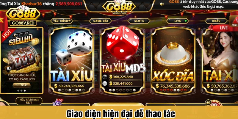 Giao diện hiện đại dễ thao tác